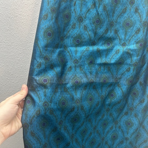 VTG 60s Blue Peacock Maxi Formal Dress Mod Cocktail XS Lily Liang Bangkok Asian - Picture 6 of 14
